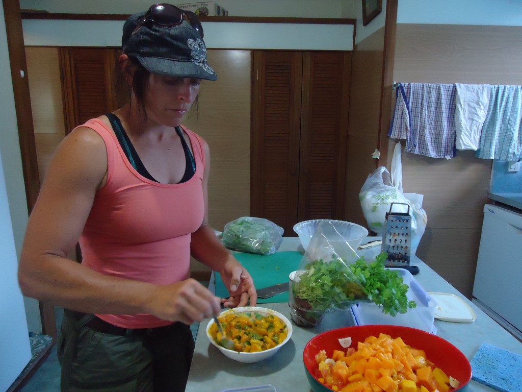Kylie doing some more food preparation...a mango salsa this time, delicious!