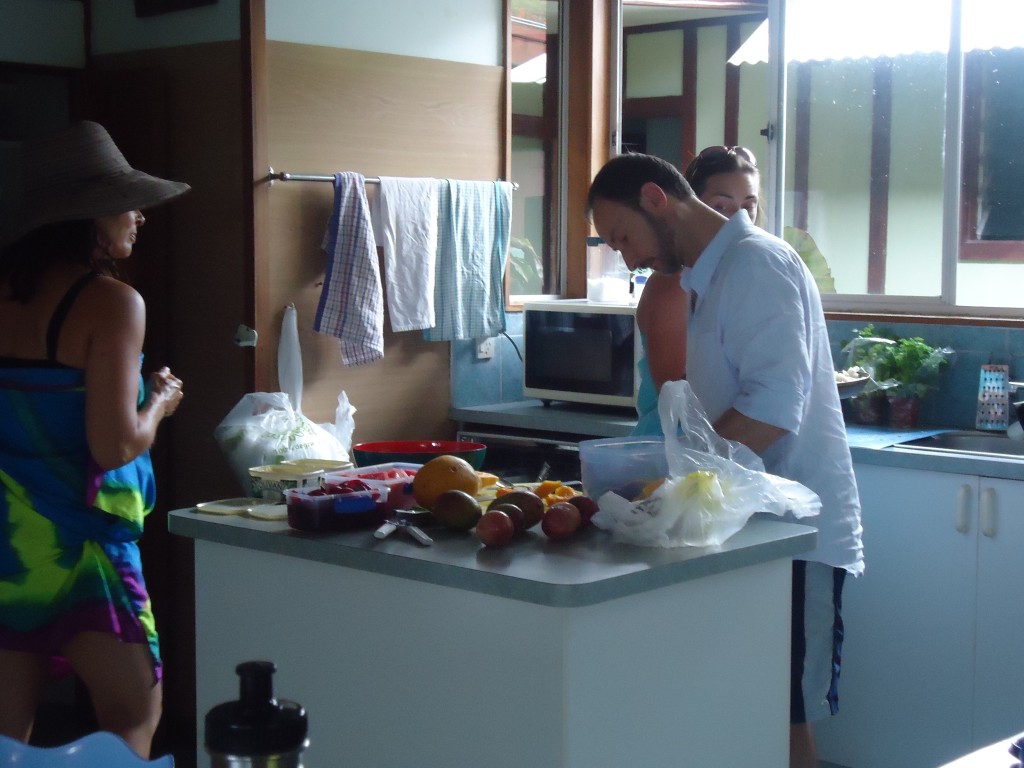 Andrew, Kylie and Bonnie in the kitchen.