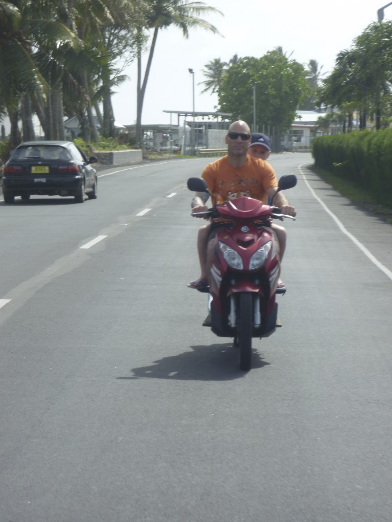 Chris taking Nick for a spin around the island.