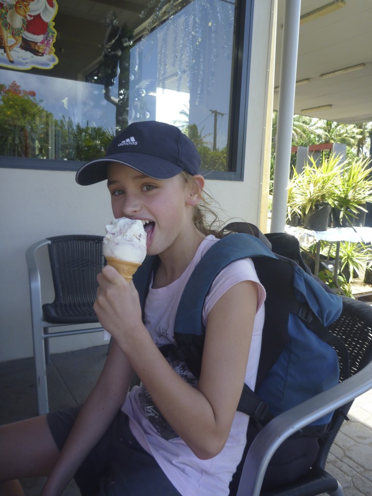 Tessa having the world's most enormous ice cream...actually she got that from aunty Kylie after the horse riding.