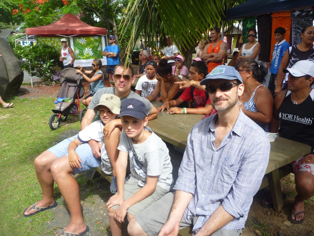 Lawrence, Dom, Nick and Andrew watching the show.