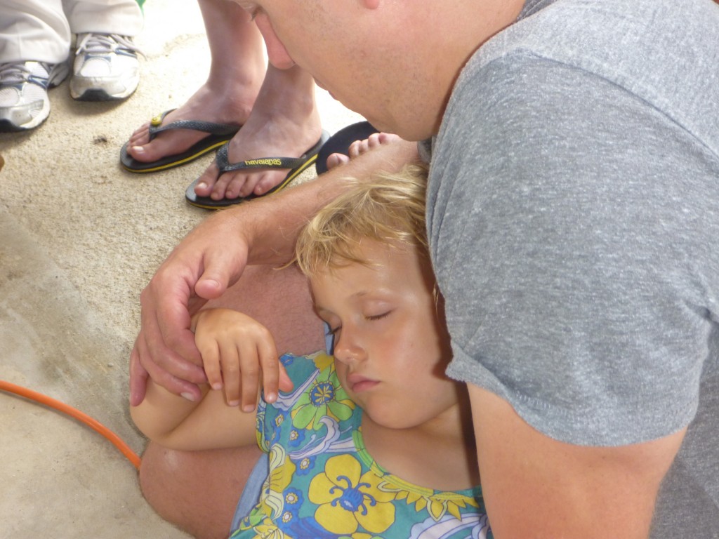 Amelia eventually succumbed to her tiredness, having got up in the middle in the night to catch the plane from Sydney.