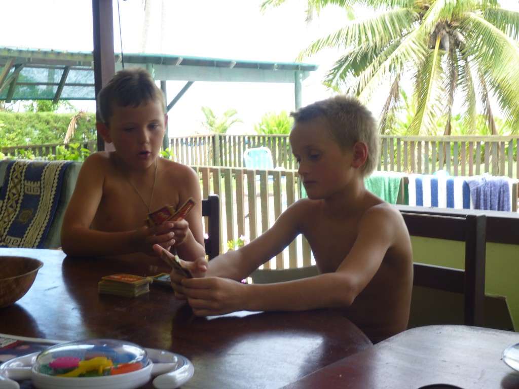 Dom and Nick playing cards.